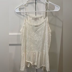 Loft White Detailed Lace Tank Top